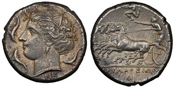 古代ギリシャ シシリー シラクサテトラドラクマ銀貨NGC AU5/5 4/5 Fine Style画像