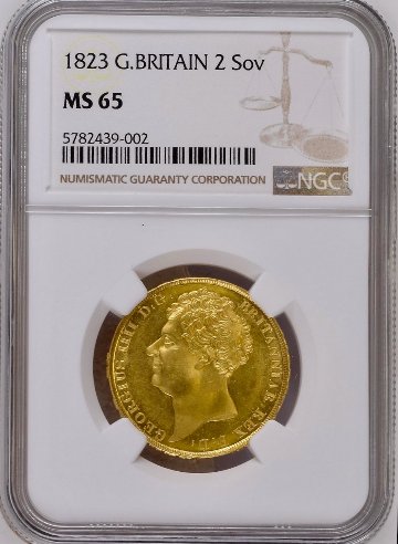 イギリス1823年ジョージ4世2ポンド金貨 NGC MS65画像