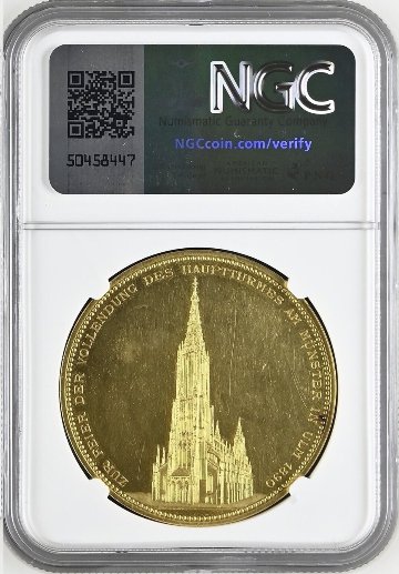 ドイツ1890年ウルム大聖堂15ダカットゴールドメダル NGC MS62画像