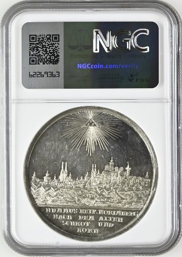 ドイツ1688年ニュルンベルク市庁舎/都市景観 銀メダル NGC MS62画像