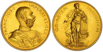 オーストリア1896年8ダカット金メダル PCGS MS62画像
