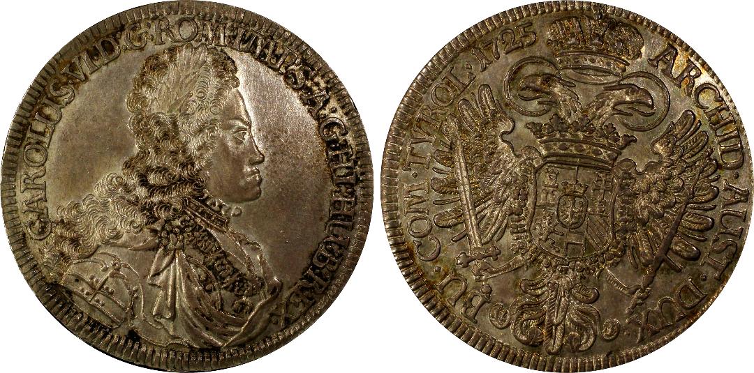 オーストリア1725年ターラー銀貨 PCGS MS62 最高鑑定画像