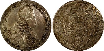 オーストリア1725年ターラー銀貨 PCGS MS62 最高鑑定画像