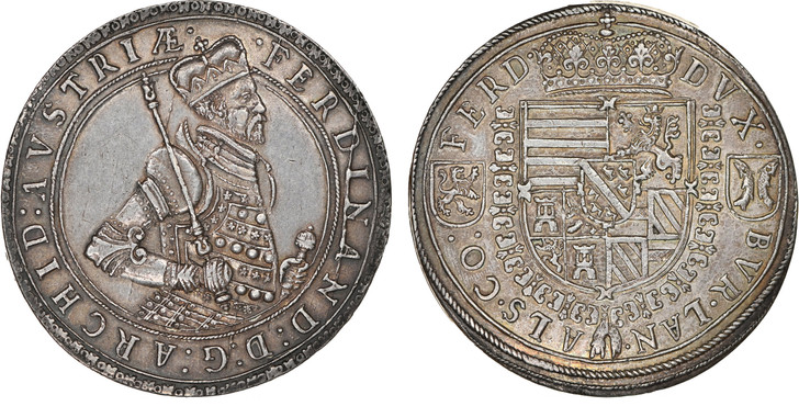 オーストリア1564-95年fフェルディナント2世 2ターラー銀貨 PCGS MS61画像