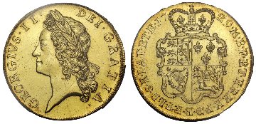 イギリス1729年ジョージ2世5ギニー金貨 PCGS MS62画像