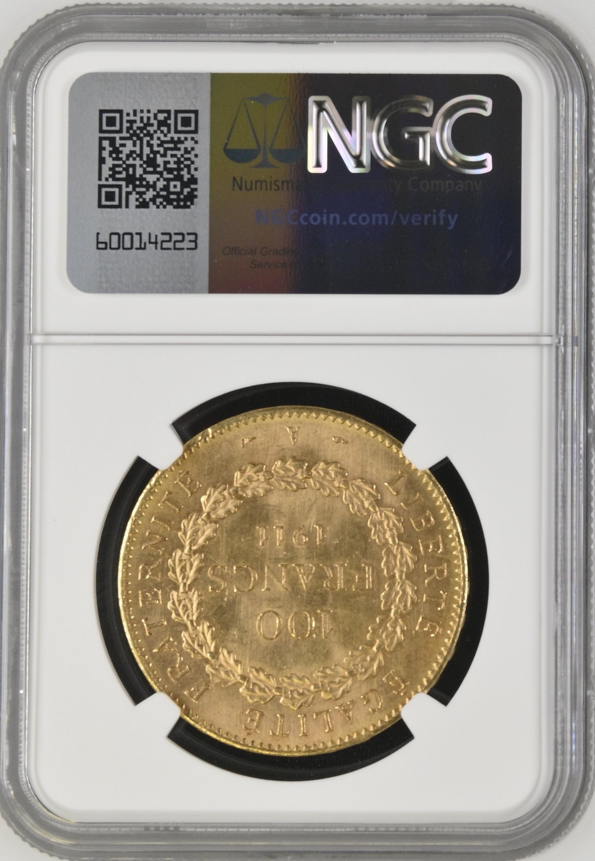 フランス1911年100フラン金貨NGC MS64画像
