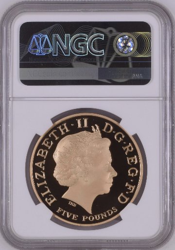 イギリス2006年エリザベス80歳 5ポンド金貨 NGC PF70 UCAMの画像
