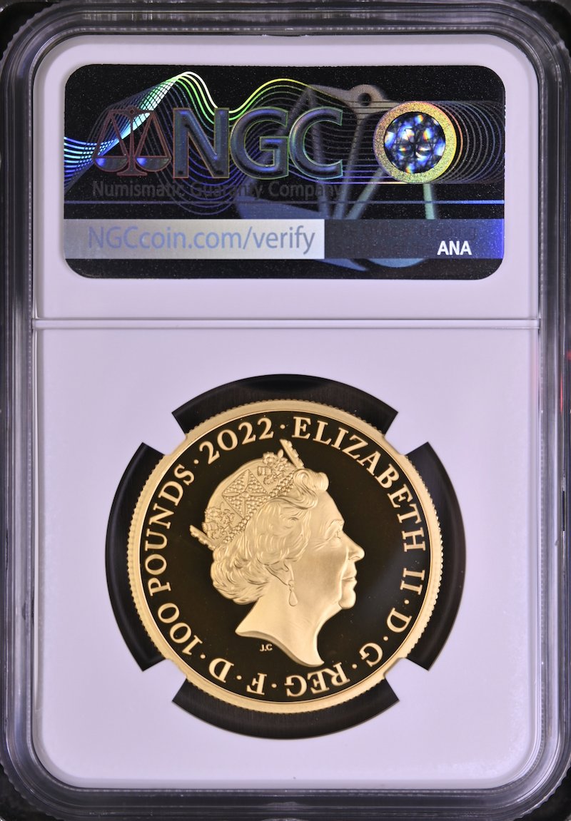 イギリス2022年ジョージ1世100ポンド金貨 NGC PF70 UCAMの画像