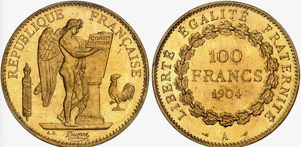 フランス1904年エンジェル100フラン金貨 PCGS MS64」 | PREMIUM GOLD COIN