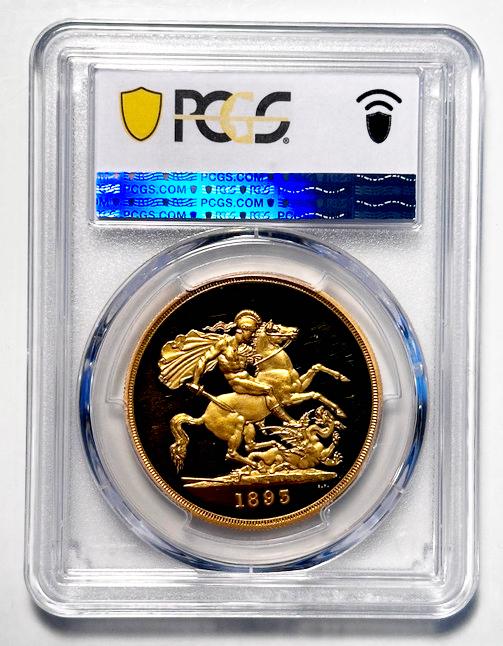 イギリス1893年ヴィクトリア5ポンド金貨 PCGS PR63 DCAMの画像