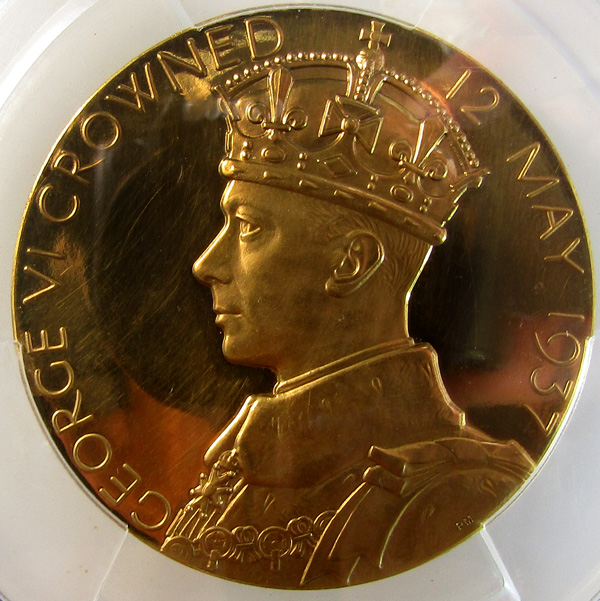 イギリス1937年ジョージ6世大型 戴冠金メダル NGC PF61 UCAMの画像