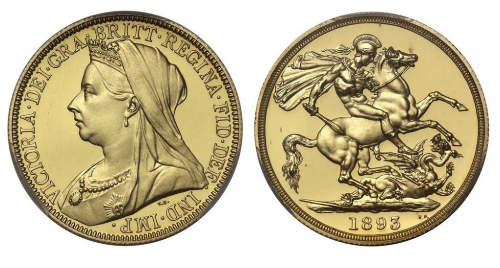 イギリス1893年ヴィクトリア2ポンド金貨 PCGS PR64 DCAMの画像