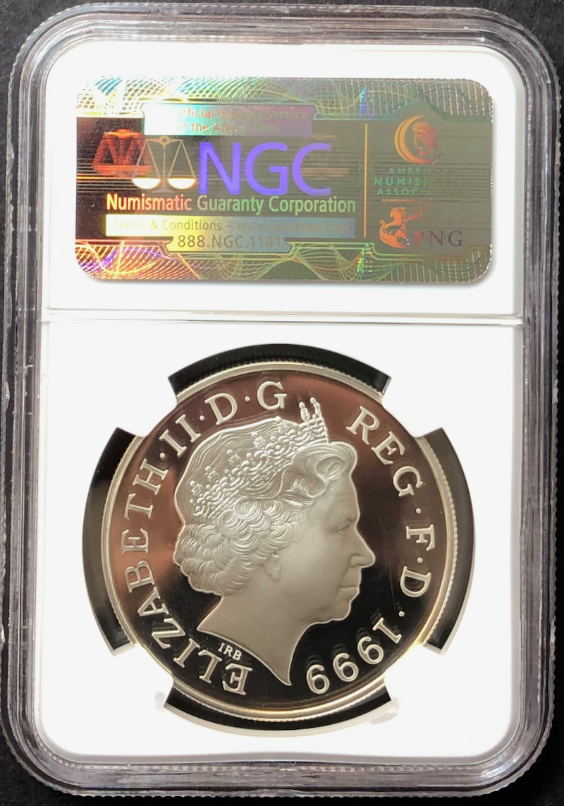イギリス1999年ダイアナ5ポンド銀貨 NGC PF68 DCAMの画像