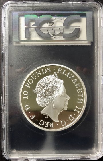 イギリス2017年エリザベス65年在位 10ポンド 5オンス銀貨 PCGS PR69DCAMの画像