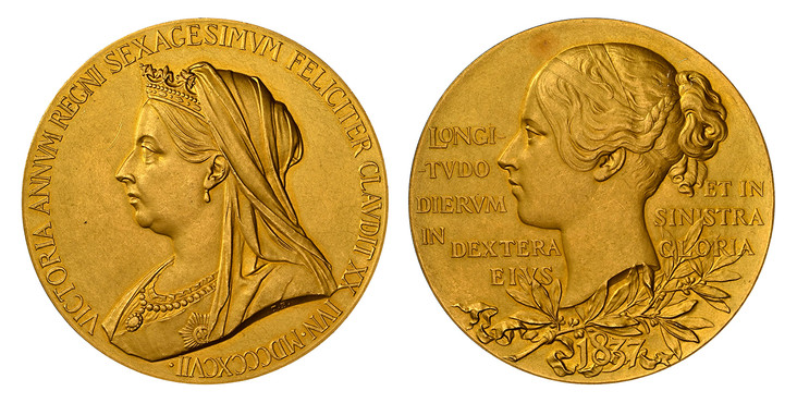 イギリス1897年ヴィクトリア戴冠60年大型金メダル NGC MS62
