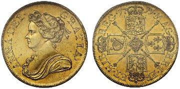 イギリス1711年アン女王5ギニー金貨PCGS MS62の画像