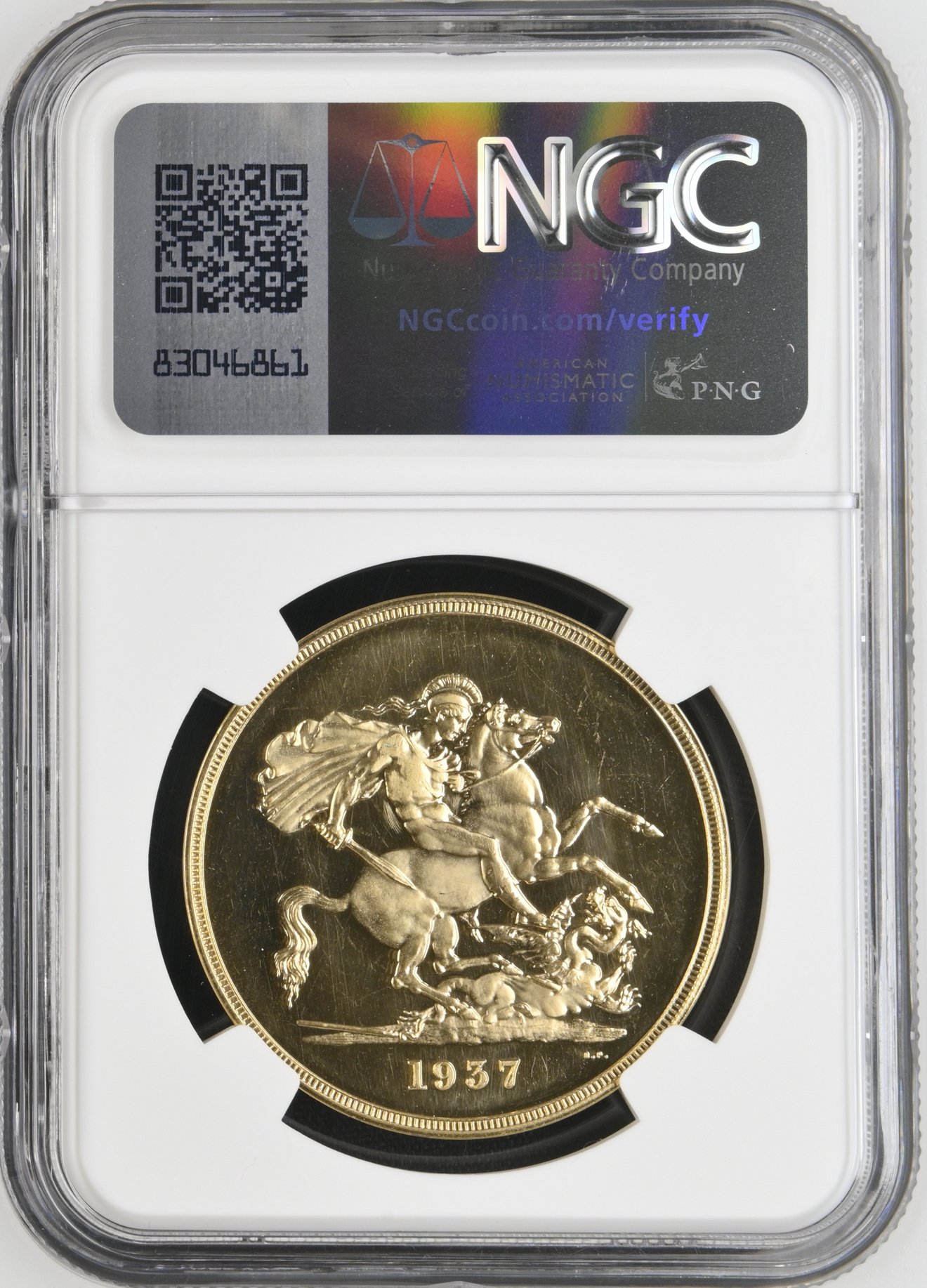 イギリス1937年ジョージ6世5ポンド金貨 NGC PF65 UCAMを委託でお預かりしました。の画像