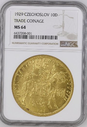 チェコ1929年10ダカット金貨 NGC MS64の画像