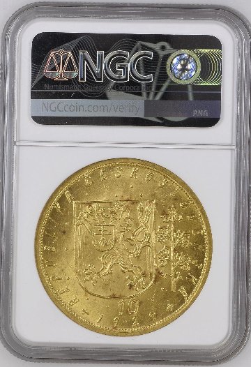 チェコ1929年10ダカット金貨 NGC MS64の画像