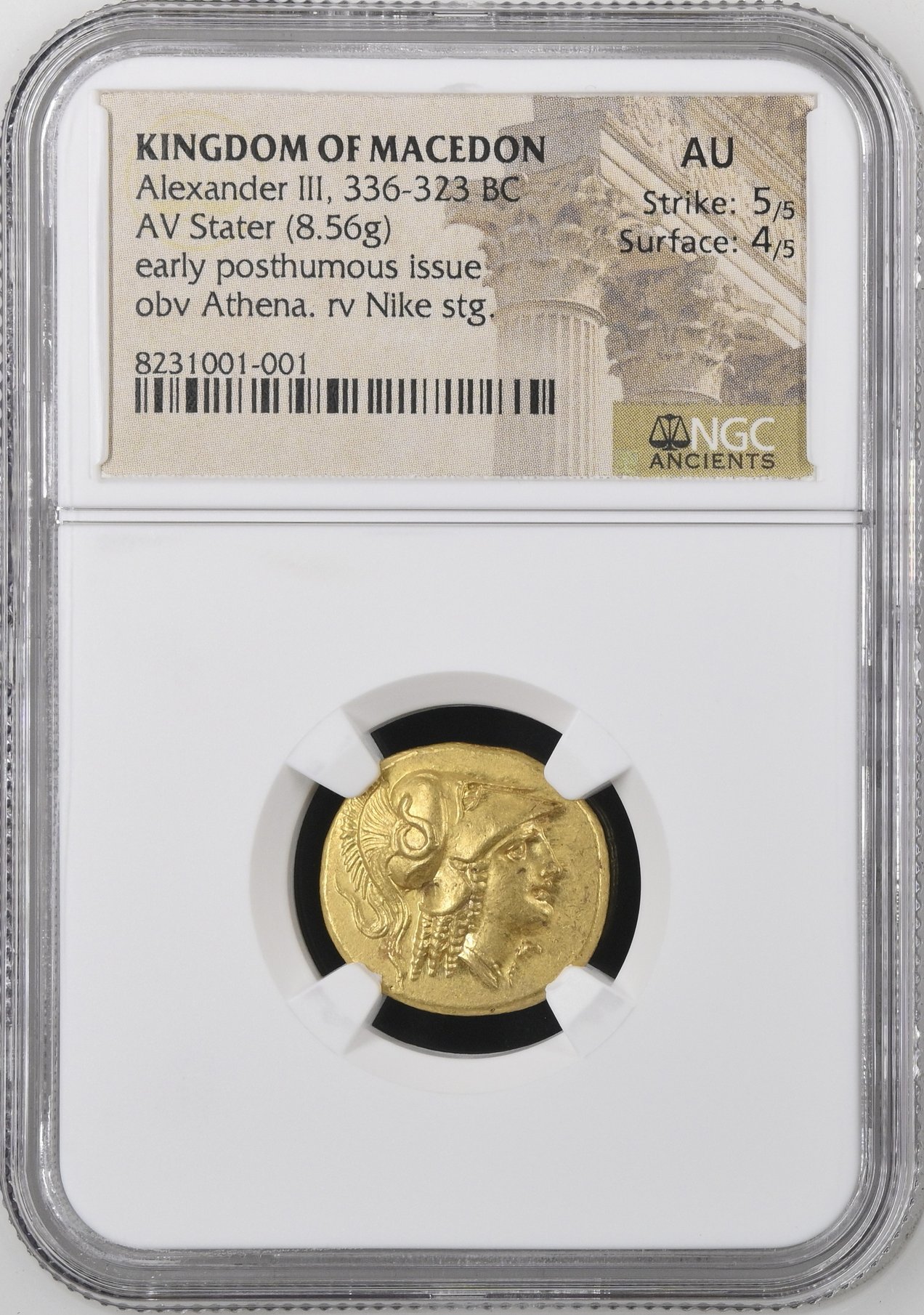 古代ギリシャ アレクサンダー スターテル金貨 NGC AU 5/5 4/5の画像