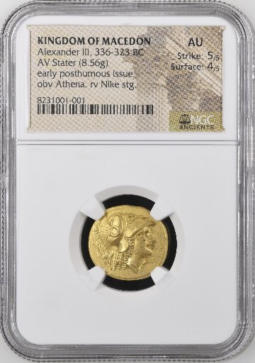 古代ギリシャ アレクサンダー スターテル金貨 NGC AU 5/5 4/5の画像