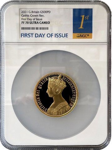 イギリス2021年ゴシッククラウン5オンス金貨 NGC PF70 UCAMの画像