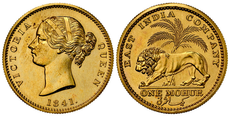 ブリティッシュインディアモハー1841年金貨NGC PF63 プルーフの画像
