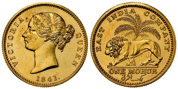 ブリティッシュインディアモハー1841年金貨NGC PF63 プルーフの画像