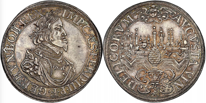 ドイツアウグスブルク1641年都市景観ターラー銀貨 NGC MS61の画像