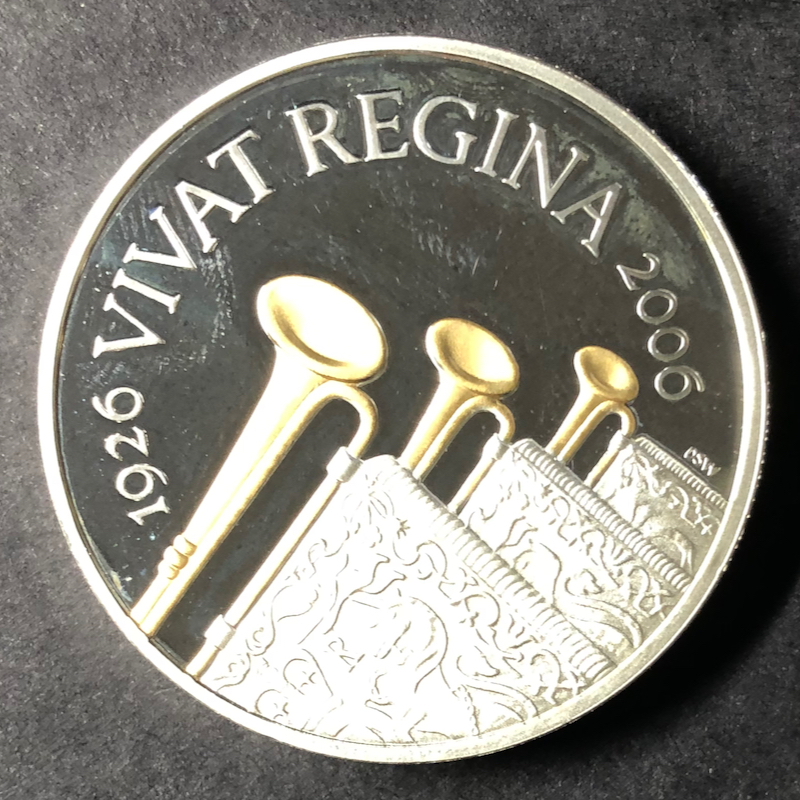 イギリス2006年エリザベス80歳ピエフォ5ポンド銀貨の画像