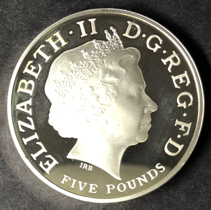 イギリス2006年エリザベス80歳ピエフォ5ポンド銀貨の画像