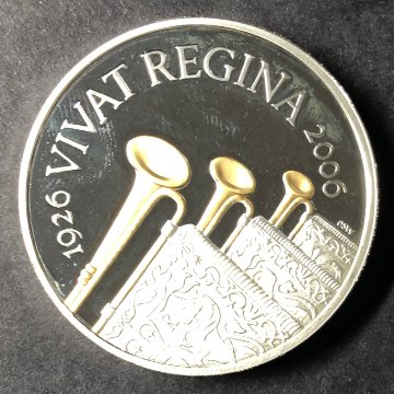 イギリス2006年エリザベス80歳ピエフォ5ポンド銀貨の画像