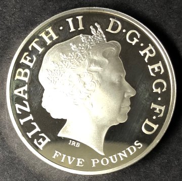 イギリス2006年エリザベス80歳ピエフォ5ポンド銀貨の画像