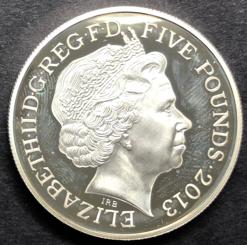 イギリス2013年戴冠60年5ポンドピエフォ銀貨の画像