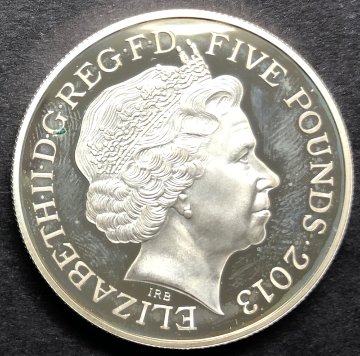 イギリス2013年戴冠60年5ポンドピエフォ銀貨の画像