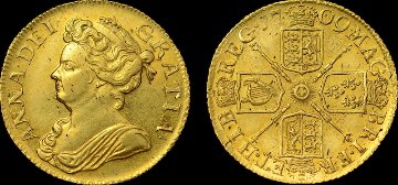 イギリス1709年アン女王1ギニー金貨 NGC MS63+の画像