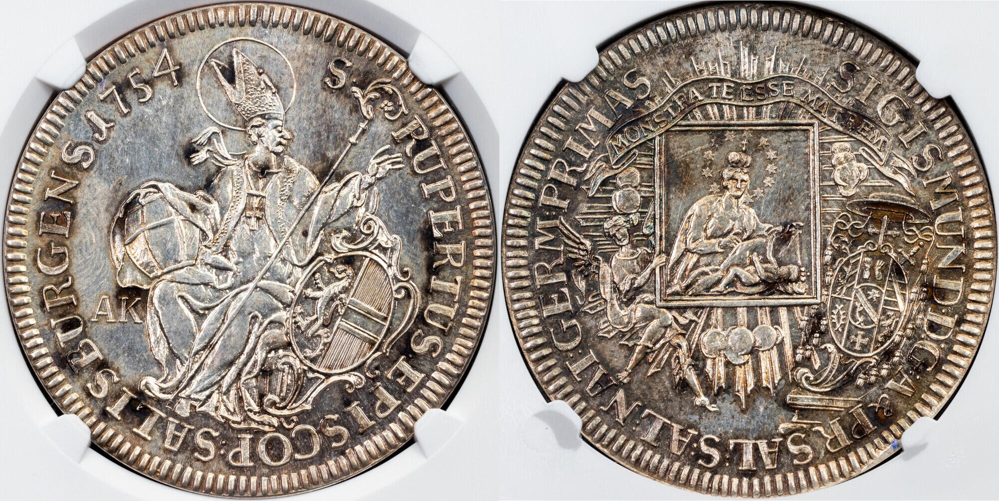 オーストリアザルツブルク1754年/1928年 ターラー銀貨 NGC MS63の画像