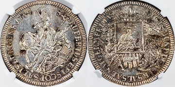 オーストリアザルツブルク1754年/1928年 ターラー銀貨 NGC MS63の画像