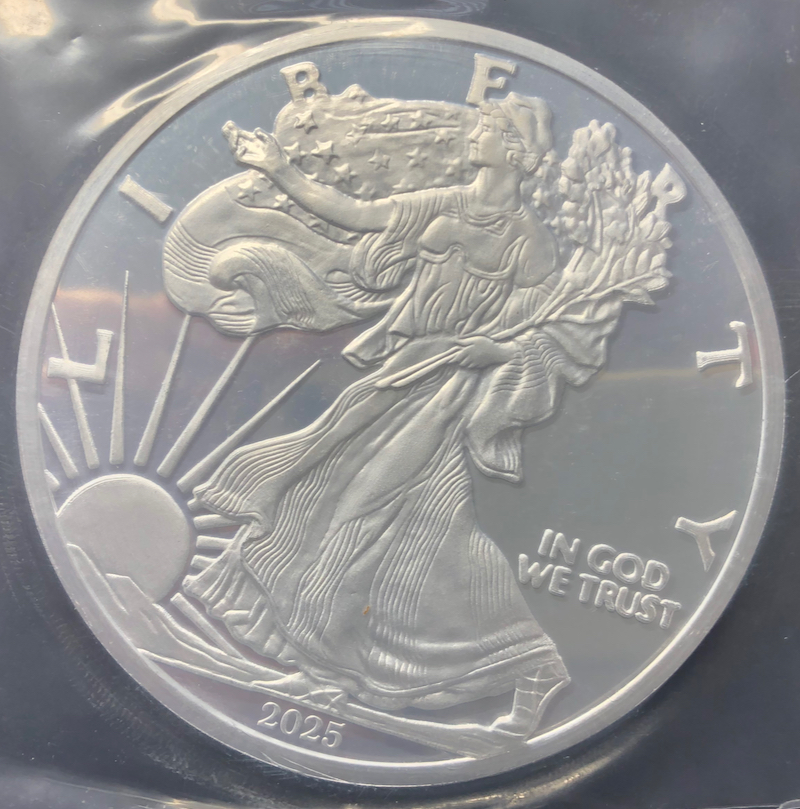 アメリカ 2025年シルバーイーグル5オンスシルバーラウンド直径90mmの画像