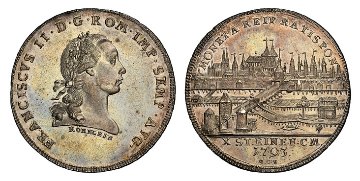 ドイツ レーゲンスブルク1793年ターラー銀貨都市景観 NGC MS62の画像