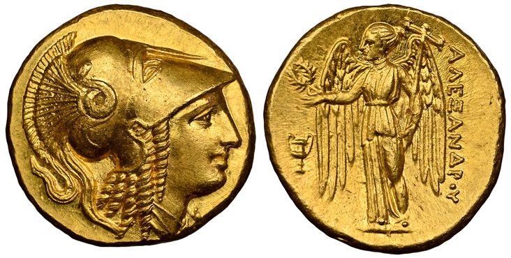 古代ギリシャマケドニアBC323-320アレクサンダー スターテル金貨NGC Ch MS 5/5の画像