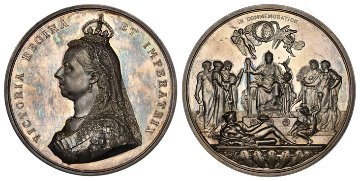 イギリス1887年ヴィクトリア戴冠60年大型銀メダル NGC MS63の画像