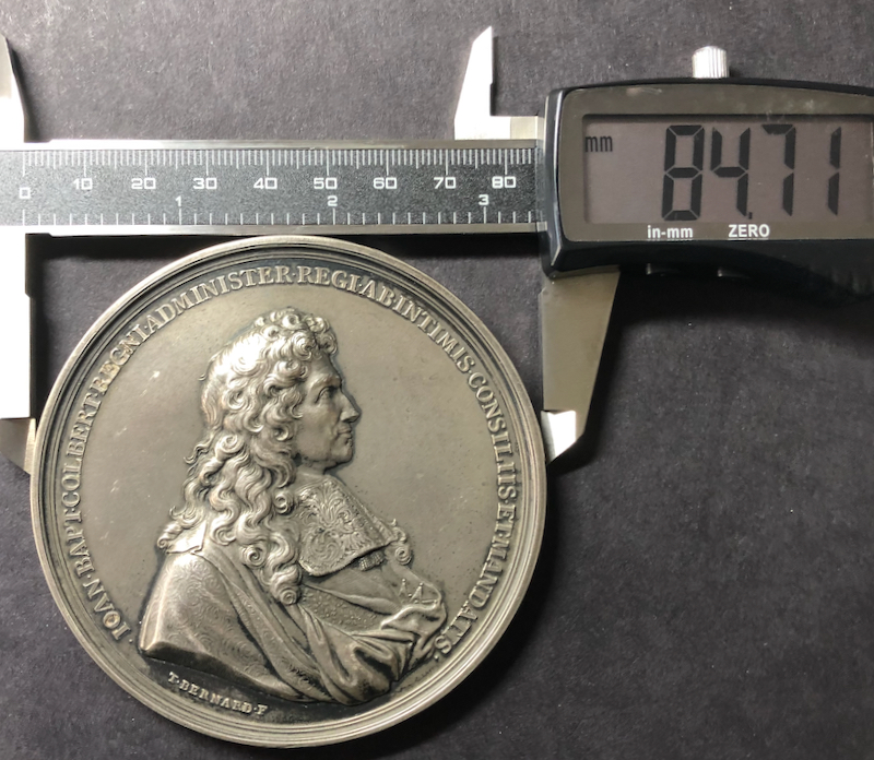 フランス1683年ルイ14世太陽王 ジャン・バティスト・コルベール大型シルバーメダル リストライクの画像