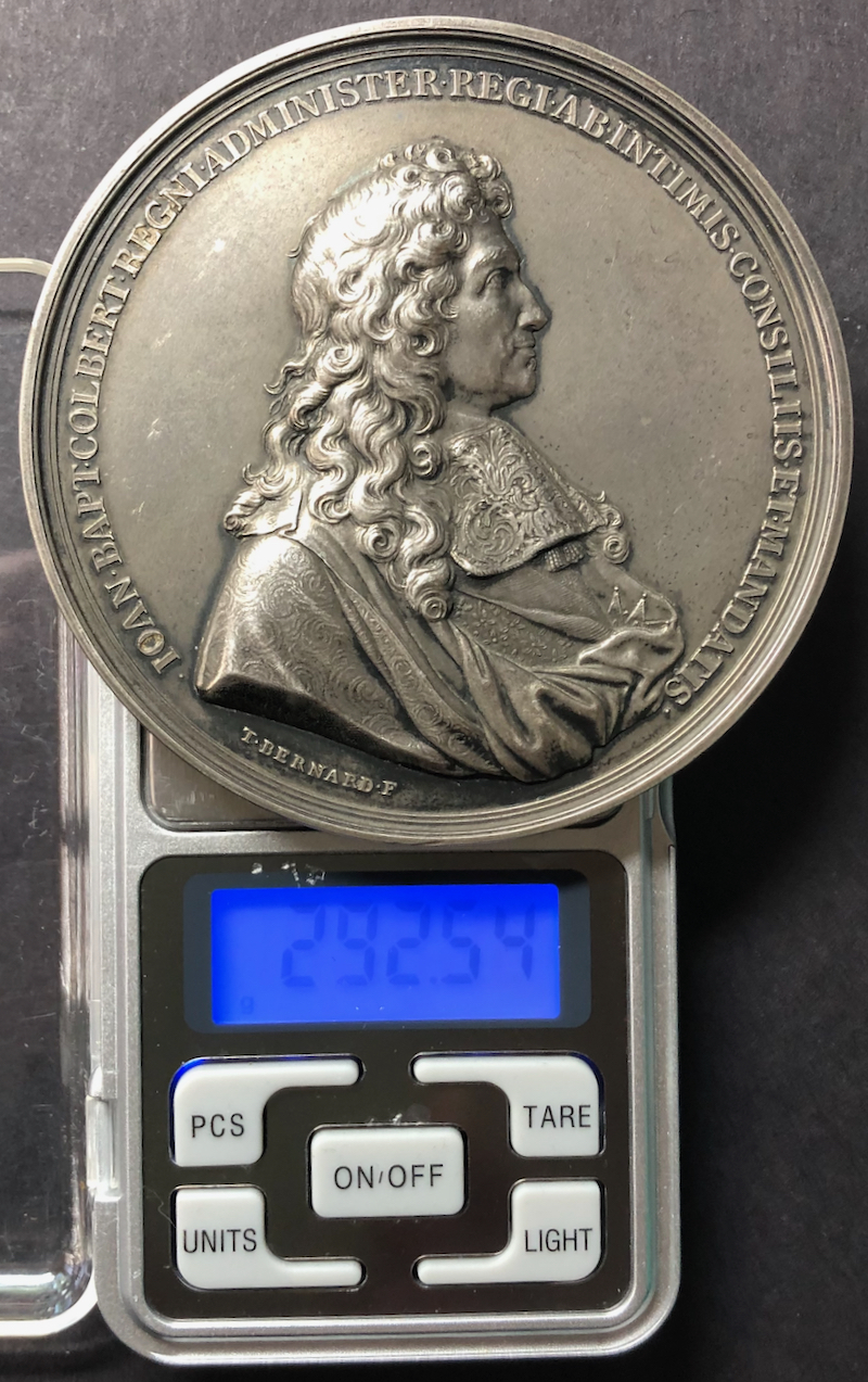 フランス1683年ルイ14世太陽王 ジャン・バティスト・コルベール大型シルバーメダル リストライクの画像
