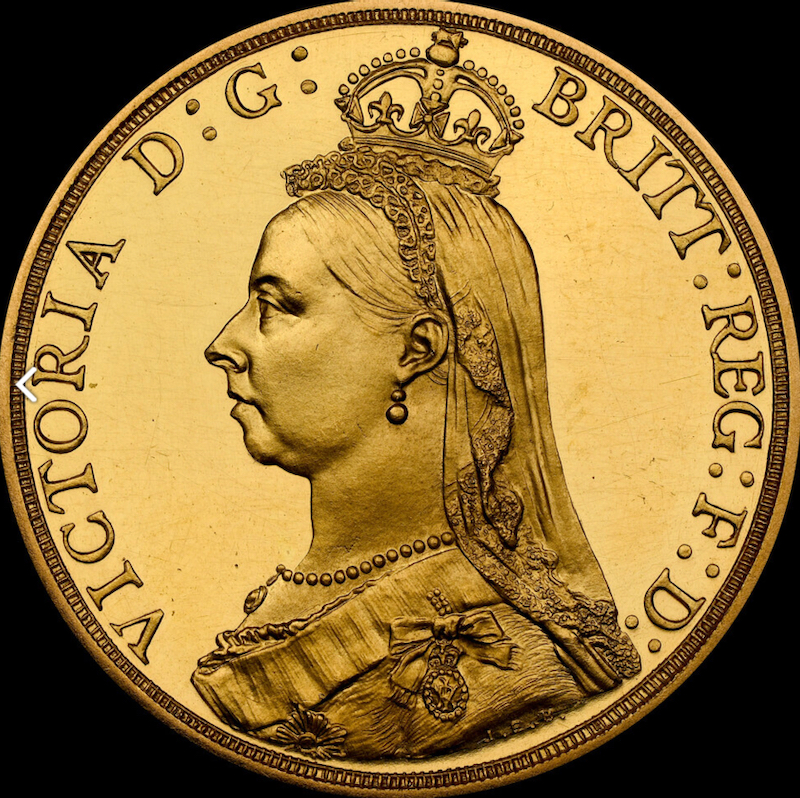 イギリス1887年ヴィクトリア2ポンド金貨PF62CAMの画像