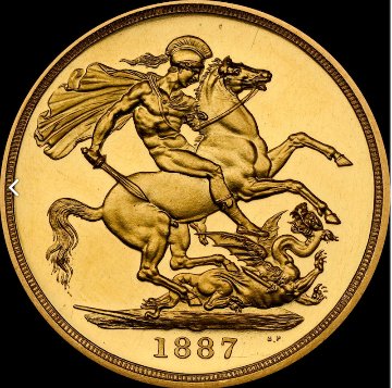 イギリス1887年ヴィクトリア2ポンド金貨PF62CAMの画像