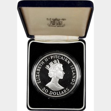 イギリス領ピトケアン諸島1988年50ドル5オンス銀貨の画像