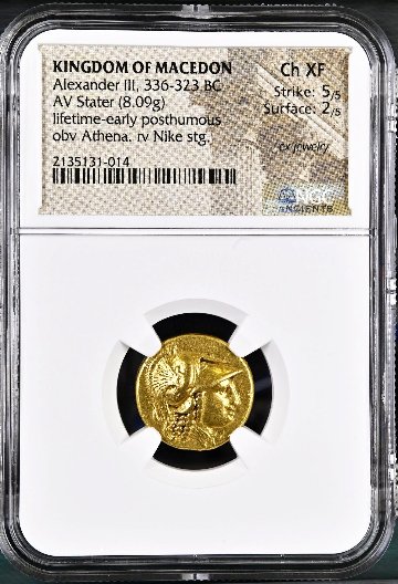 古代ギリシャ アレクサンダースターテル金貨NGC Ch XF 5/5 2/5の画像
