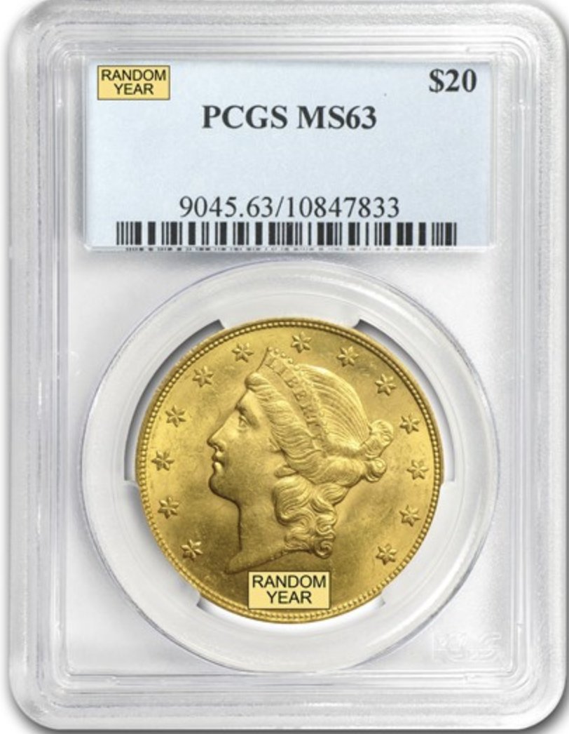 アメリカリバティ20ドル金貨 PCGS MS63の画像