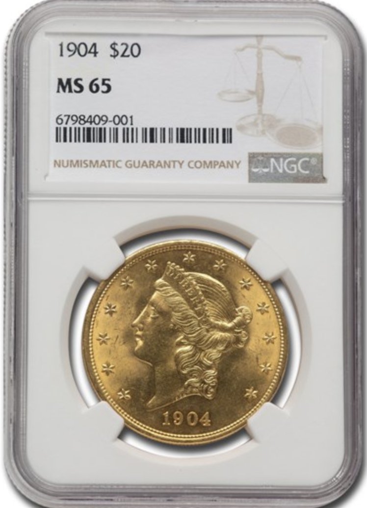 アメリカリバティ20ドル金貨 NGC MS65の画像